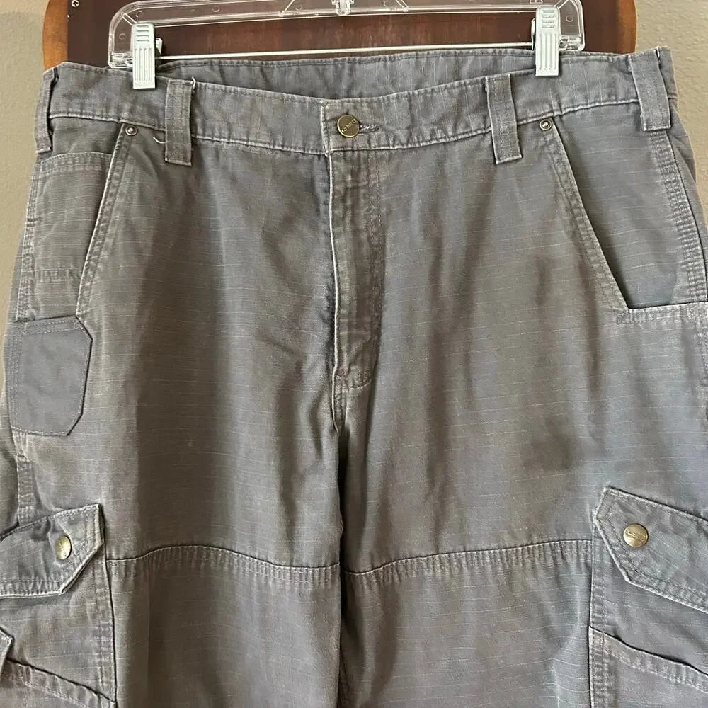 Carhartt Double Knee Cargo Pants Mens 38x32 Cotton Gray